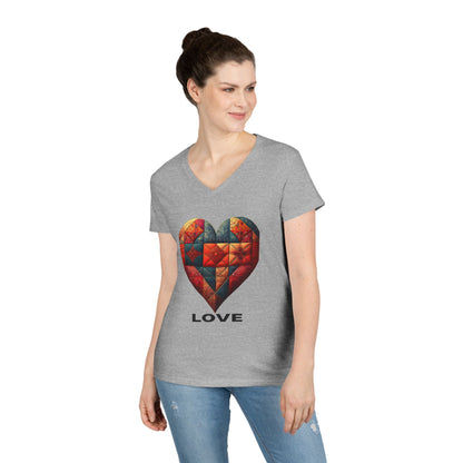 Love Patchwork Heart V-Neck Tee