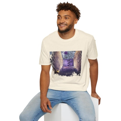 Mystical Stairway Bats Unisex T-Shirt - Softstyle Tee for Dreamers, Perfect for Gifting, Spiritual Occasions, Casual Wear, Art Lovers, [...]