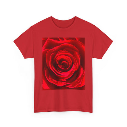 Romantic Rose Unisex Heavy Cotton Tee, Gift for Valentine's Day, Floral Shirt, Casual Wear, Love, Nature Lover Tee