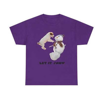 Let It Snow Dog & Snowman Tee — Funny Cute Holiday T-Shirt