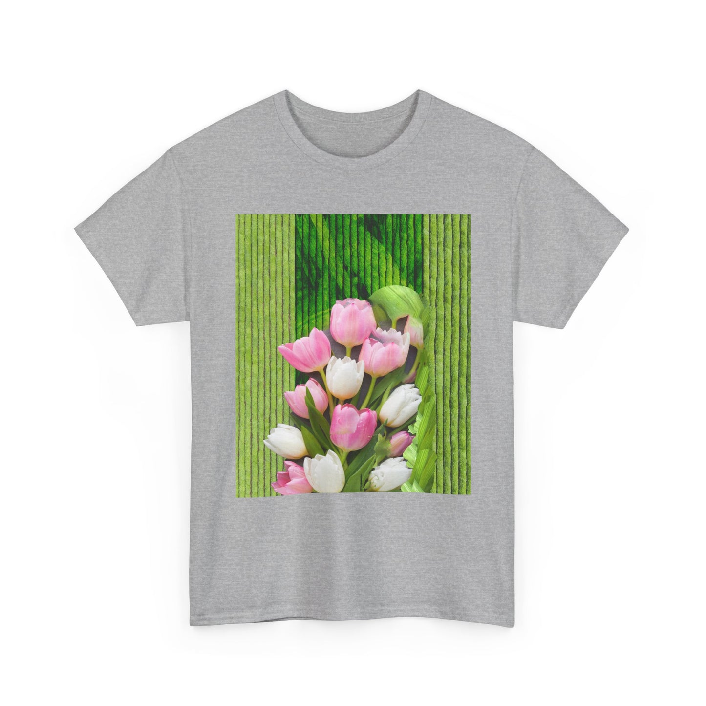 Textured Tulips Unisex Heavy Cotton Tee - Vibrant Spring Blossom T-Shirt, Everyday Wear, Gift for Plant Lovers, Mother's Day Apparel, [...]