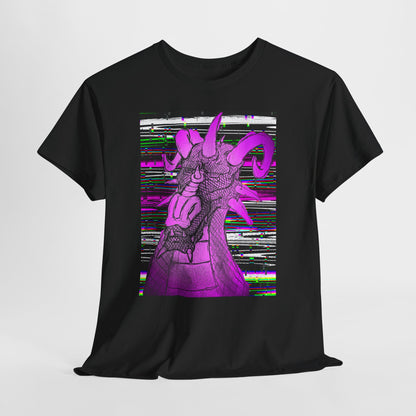 Vaporwave Dragon T-Shirt — Glitch Art Neon Purple Dragon Tee
