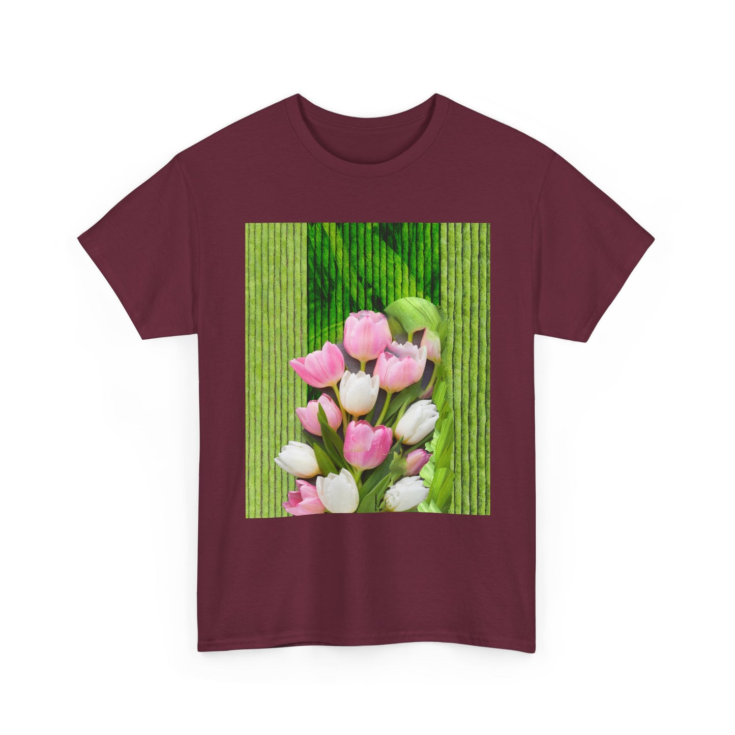 Textured Tulips Unisex Heavy Cotton Tee - Vibrant Spring Blossom T-Shirt, Everyday Wear, Gift for Plant Lovers, Mother's Day Apparel, [...]
