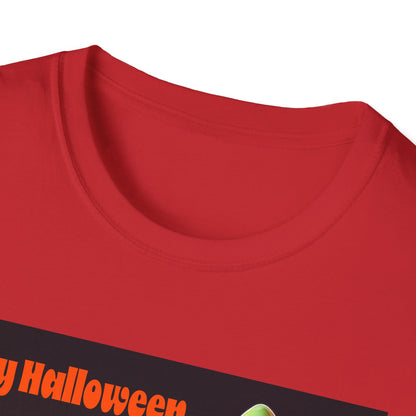 Halloween Ghost with wagon t-Shirt, trick or treating  Funny Halloween Tee, Unisex Casual Shirt, Cute Halloween Costume, Spooky Holiday Apparel
