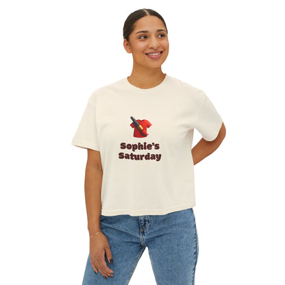 Sophie's Saturday Women's Boxy Tee | Cute Casual Top, Weekendwear, Gift for Her, Funny Graphic T-Shirt, Summer Style, Relaxed Fit