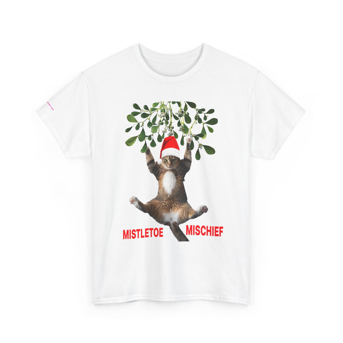 Christmas Cat & Mistletoe Tee — "Mistletoe Mischief" Holiday T-Shirt