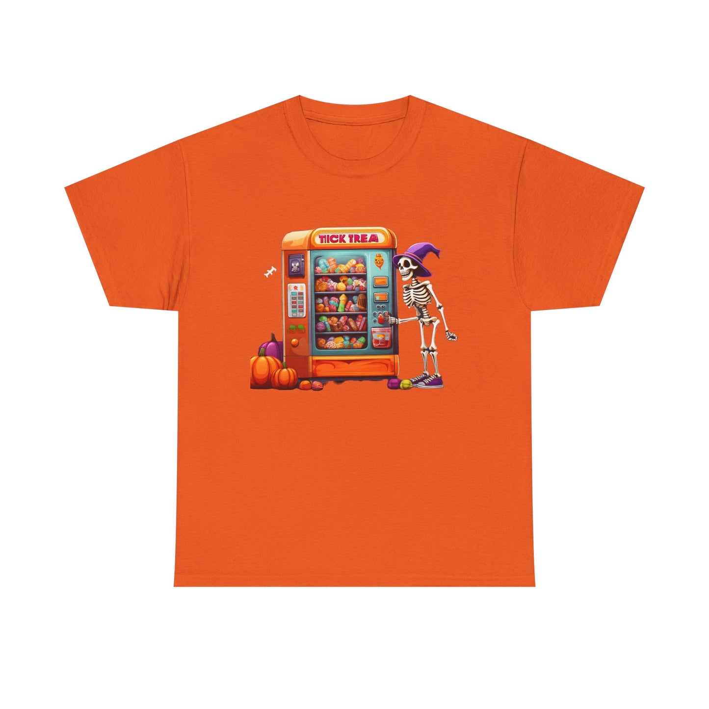 Halloween Skeleton Vending Machine Tee | Unisex Heavy Cotton T-Shirt, Spooky Shirt, Fall Fashion, Trick or Treat Top, Halloween Costume
