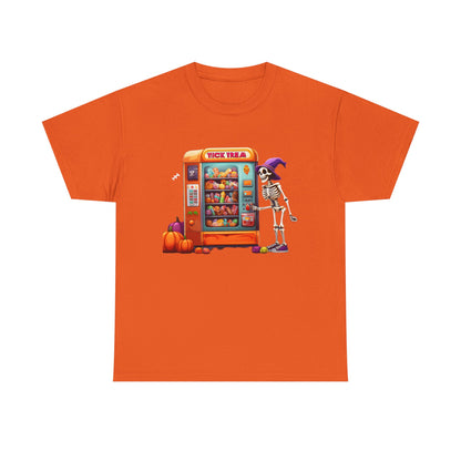 Halloween Skeleton Vending Machine Tee | Unisex Heavy Cotton T-Shirt, Spooky Shirt, Fall Fashion, Trick or Treat Top, Halloween Costume
