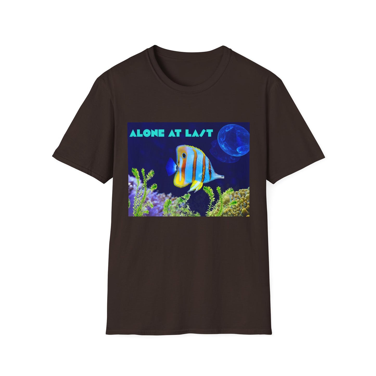 Underwater Adventure T-Shirt - (alone at last)Cool Sea Life Tee, Fish Shirt, Ocean Lover Gift, Beach Day Wear, Casual Summer Style, Swimwear