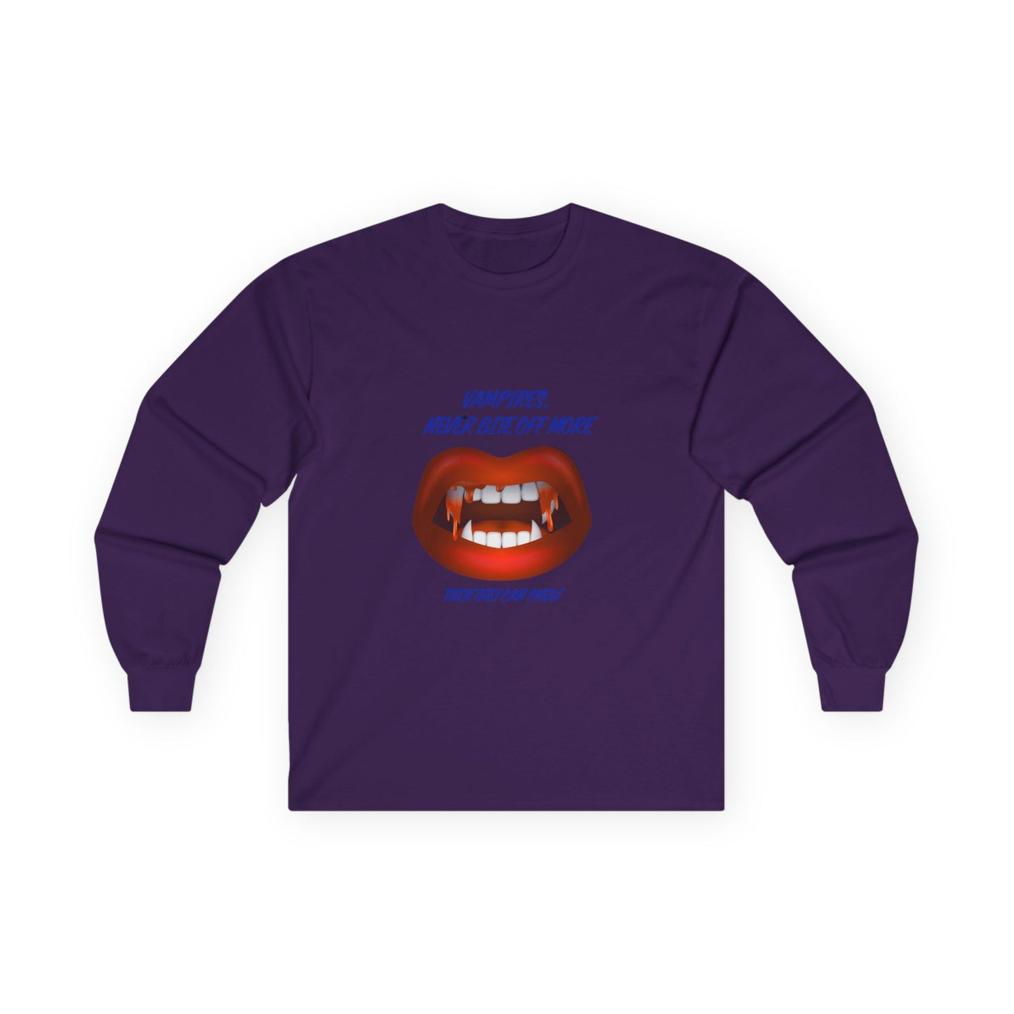 Vampire Humor Long Sleeve Tee, Unisex Halloween T-Shirt, Spooky Party, Funny Gift, Graphic Tee for Vampire Lovers, Casual Wear
