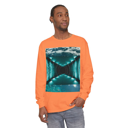 Abstract Fluid Unisex Garment-dyed Long Sleeve T-Shirt