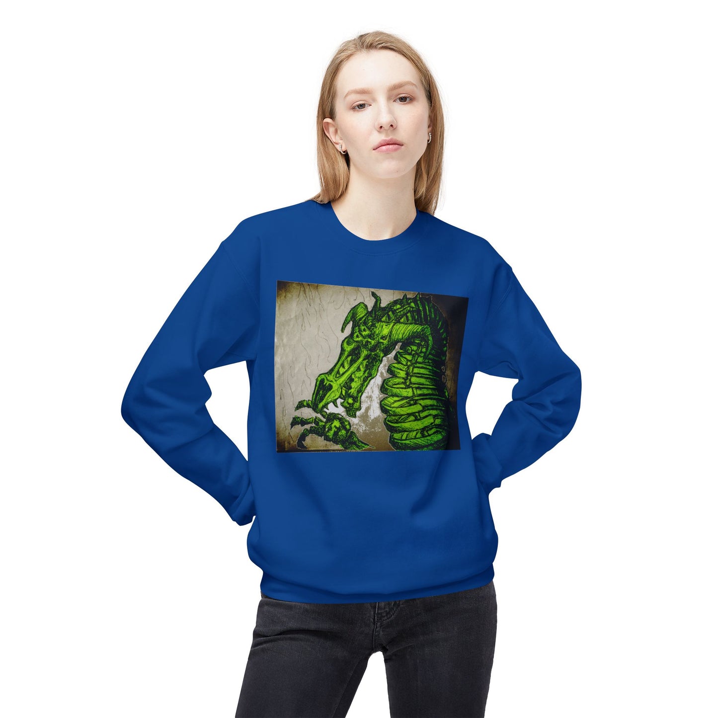 Vintage Green Dragon Unisex Midweight Softstyle Fleece Crewneck Sweatshirt