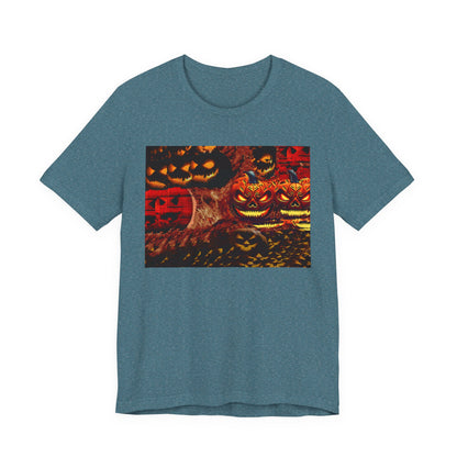 Halloween Distorted Pumpkin Graphic Tee, Unisex T-Shirt for Autumn, Spooky Season Top, Halloween Costume Idea, Men's & Women's Casual Wear