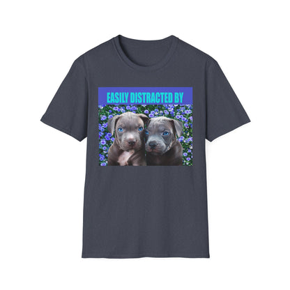 Easily Distracted by Puppies Cute Dog Lover T-Shirt, Easily Distracted by Dogs Tee, Perfect Gift for Pet Owners, Animal Lover Apparel, Casual Everyday Wear