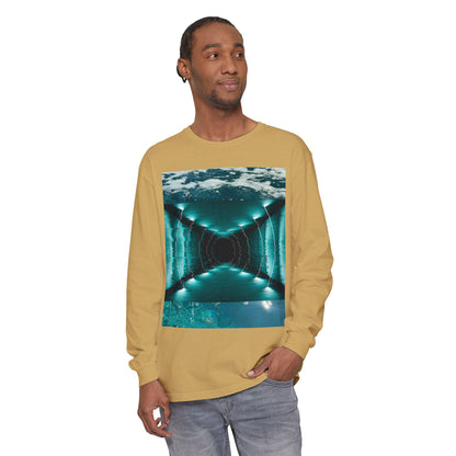 Abstract Fluid Unisex Garment-dyed Long Sleeve T-Shirt