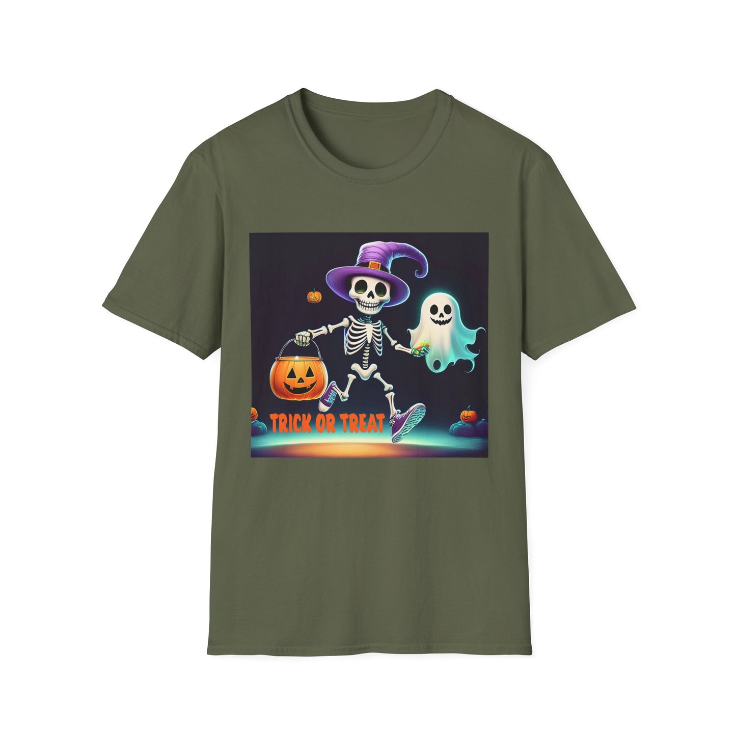 Halloween Skeleton Unisex T-Shirt, Trick or Treat Tee, Spooky Season Apparel, Ghost Theme Shirt, Halloween Costume Top