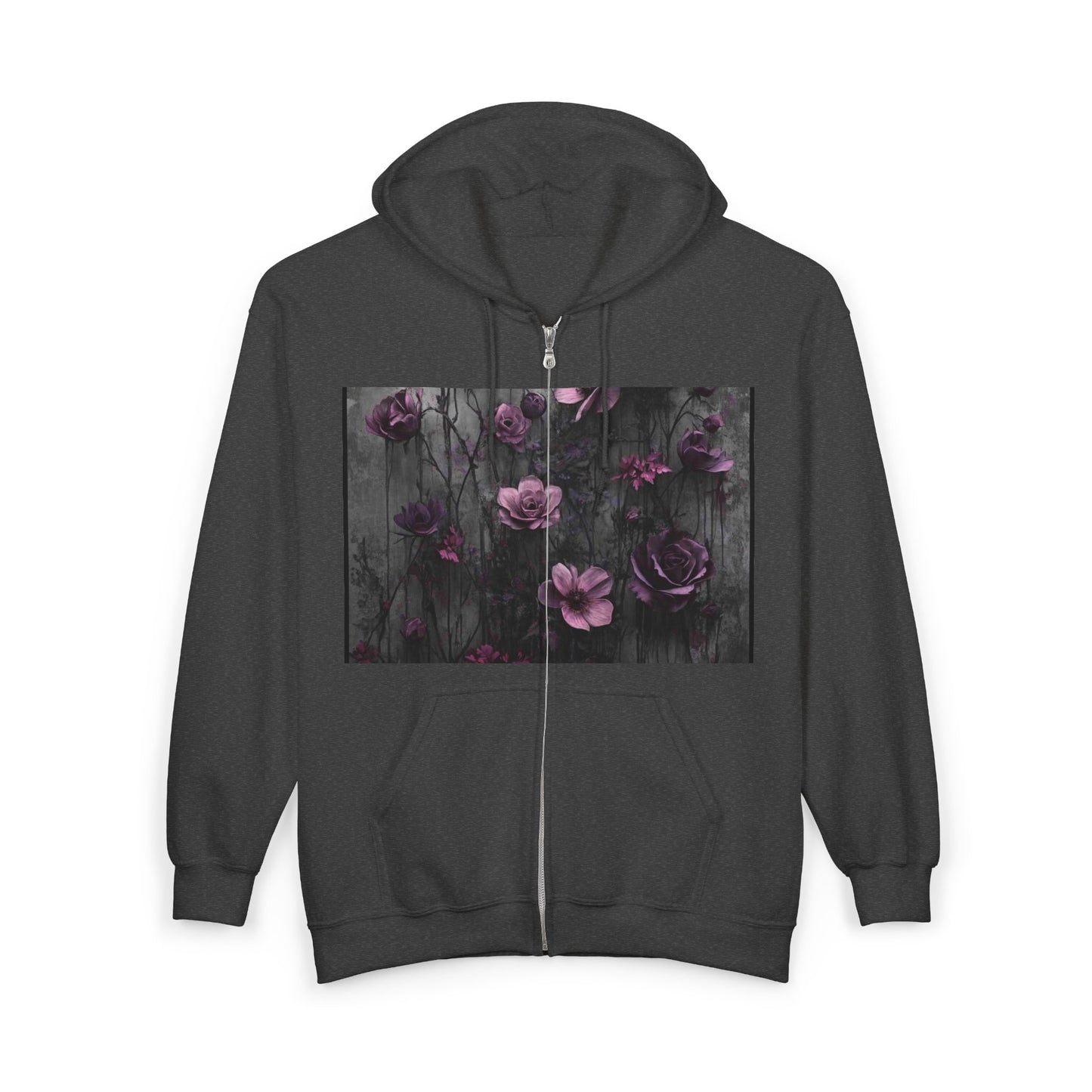 Floral Art Full Zip Hoodie, Cozy Zip-Up Sweatshirt, Great for Fall Fashion, Gift for Her, Perfect for Layering, Everyday Comfort