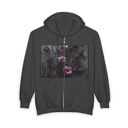 Floral Art Full Zip Hoodie, Cozy Zip-Up Sweatshirt, Great for Fall Fashion, Gift for Her, Perfect for Layering, Everyday Comfort