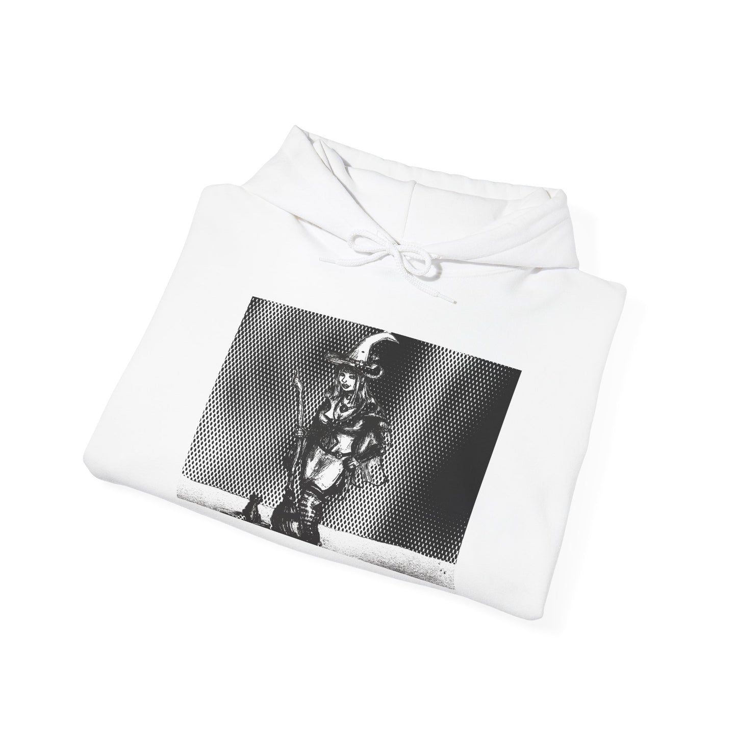 Witch Hoodie with Black Cat and Broom - Unisex