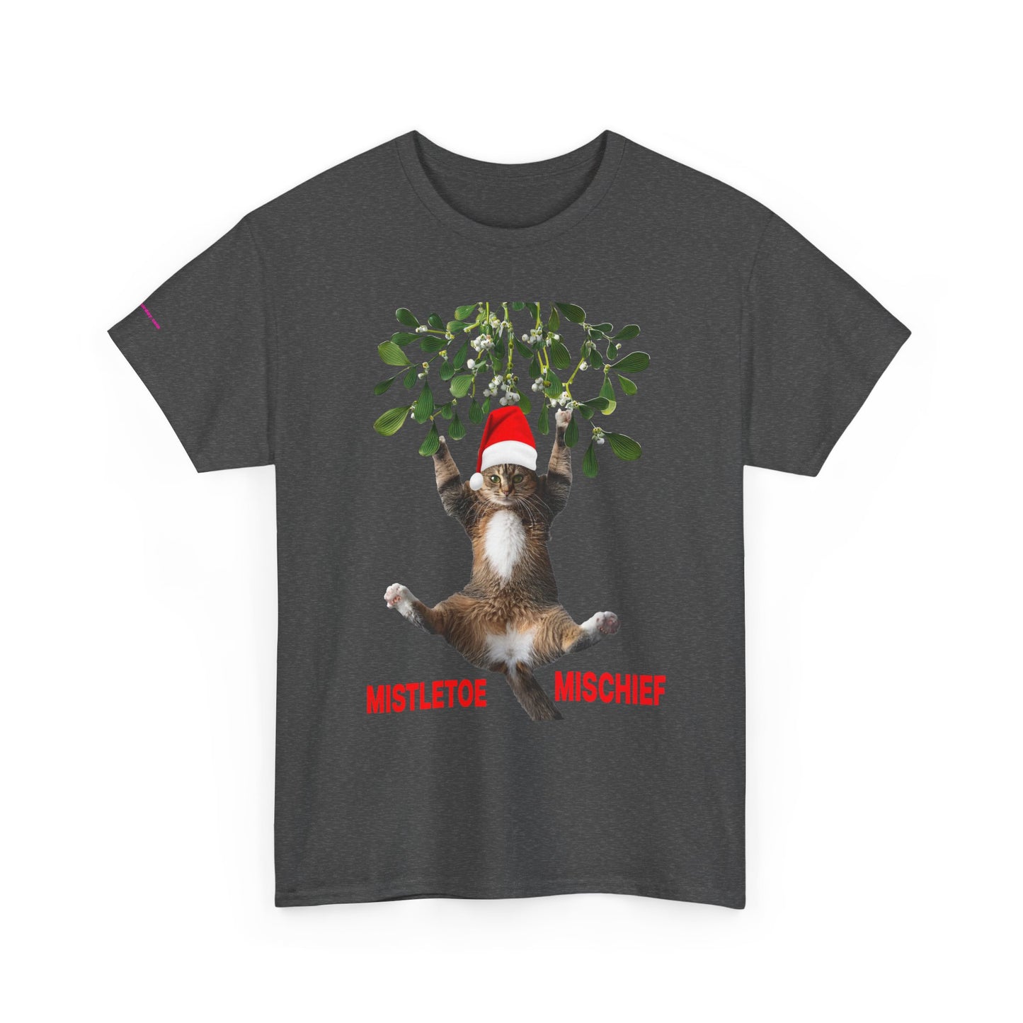 Christmas Cat & Mistletoe Tee — "Mistletoe Mischief" Holiday T-Shirt