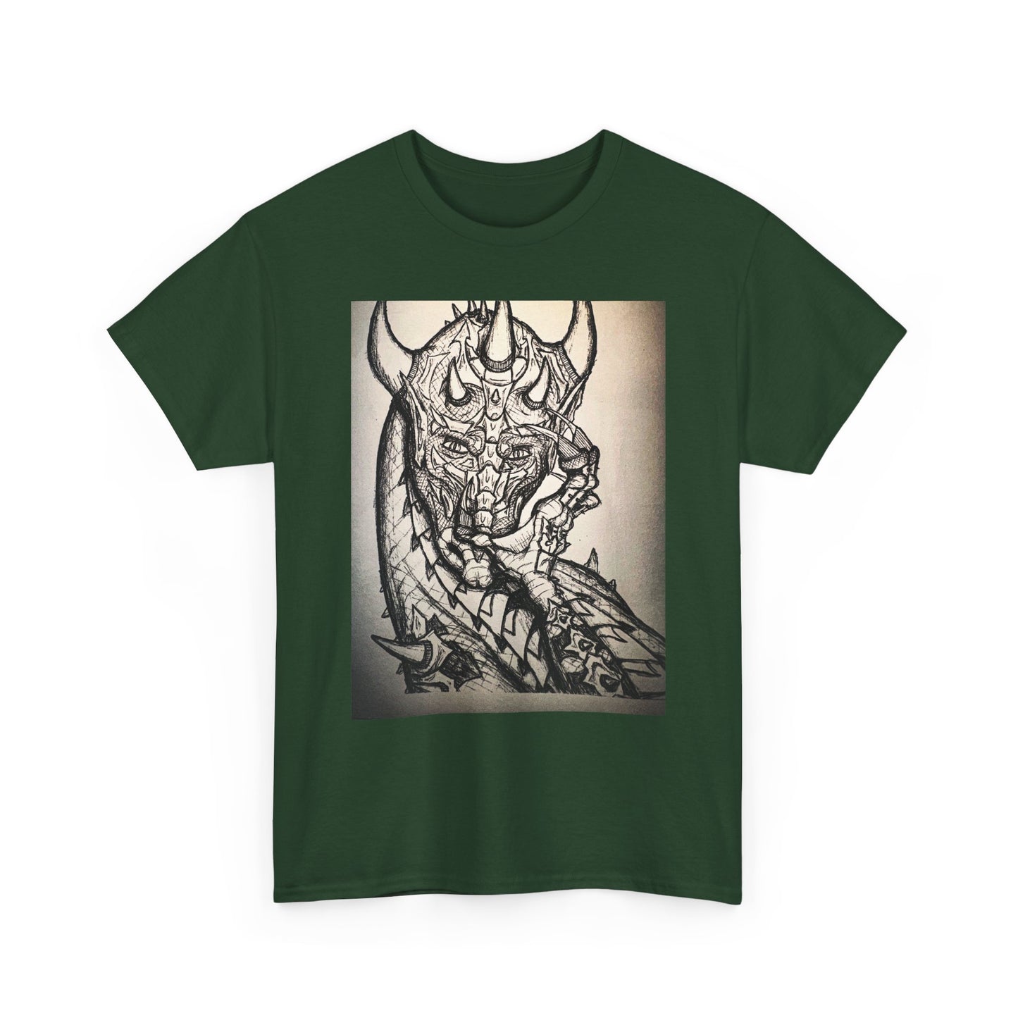 Dragon Art Unisex Heavy Cotton Tee, Graphic Tee, Unique Gift, Casual Wear, Fantasy Clothing, Art Inspired Shirt
