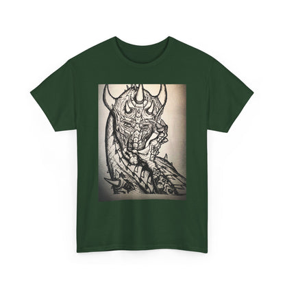 Dragon Art Unisex Heavy Cotton Tee, Graphic Tee, Unique Gift, Casual Wear, Fantasy Clothing, Art Inspired Shirt