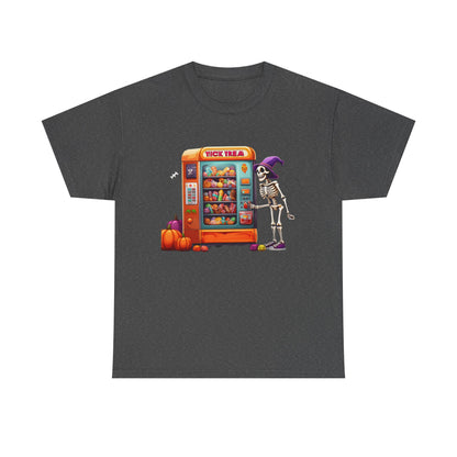 Halloween Skeleton Vending Machine Tee | Unisex Heavy Cotton T-Shirt, Spooky Shirt, Fall Fashion, Trick or Treat Top, Halloween Costume