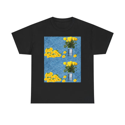 Sunflower double the pretty Bouquet Unisex Heavy Cotton Tee, Floral Graphic Tee, Casual Wear, Gift for Her, Summer Fashion, Eco-Friendly T-Shirt
