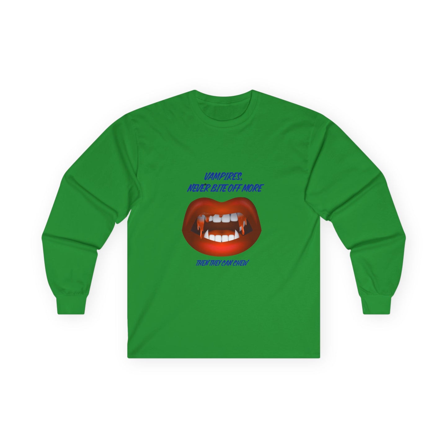 Vampire Humor Long Sleeve Tee, Unisex Halloween T-Shirt, Spooky Party, Funny Gift, Graphic Tee for Vampire Lovers, Casual Wear