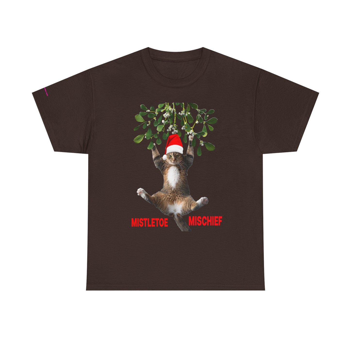Christmas Cat & Mistletoe Tee — "Mistletoe Mischief" Holiday T-Shirt