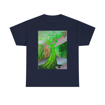 Green Neon Tree Graphic Tee – Surreal Nature Art T-Shirt