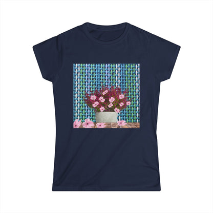 Peonies Tweed Bouquet Softstyle Tee for Women, Floral T-Shirt, Casual Wear, Gift for Her, Spring Outfit, Everyday Style