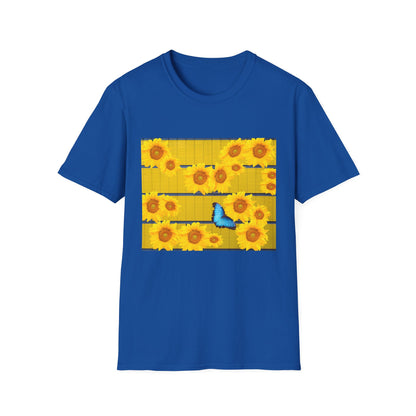 Sunflower & Butterfly Unisex T-Shirt | Floral Graphic Tee, Summer Fashion, Nature Lover Gift, Cute Casual Wear, Birthday Present
