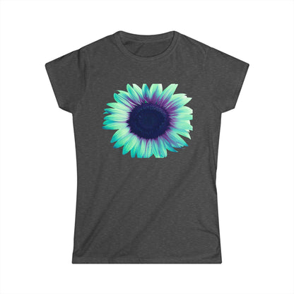 Women’s Tee — Teal & Purple Sunflower Graphic