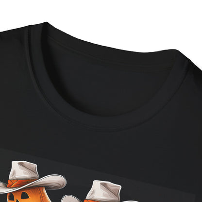 Funny cowboyGhost Bicycle T-Shirt | Halloween Tee for Kids, Unisex Festival Apparel, Ghostly Fun Wear, Spooky Season Gift
