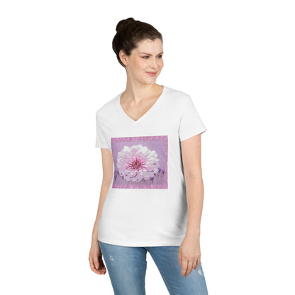 Floral V-Neck Tee — 'Sophie's Saturday' Pink Blossom Graphic