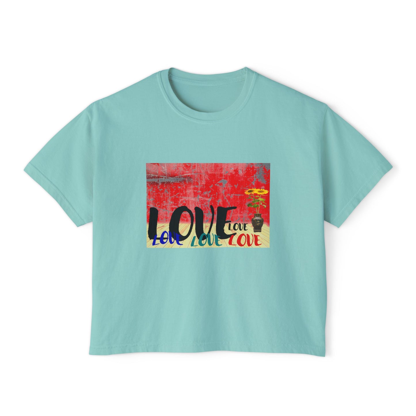 Colorful Love Boxy Tee, Women's Love T-Shirt, Casual Everyday Wear, Gift for Her, Summer Fashion Piece