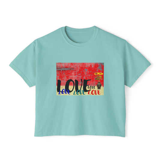 Colorful Love Boxy Tee, Women's Love T-Shirt, Casual Everyday Wear, Gift for Her, Summer Fashion Piece