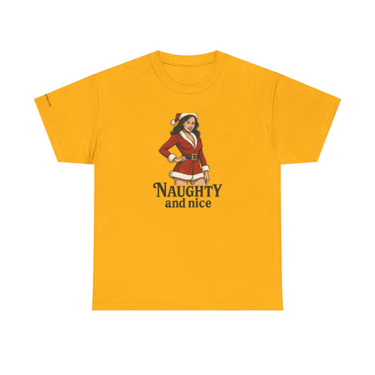Unisex naughty and nice heavy weight Cotton Tee