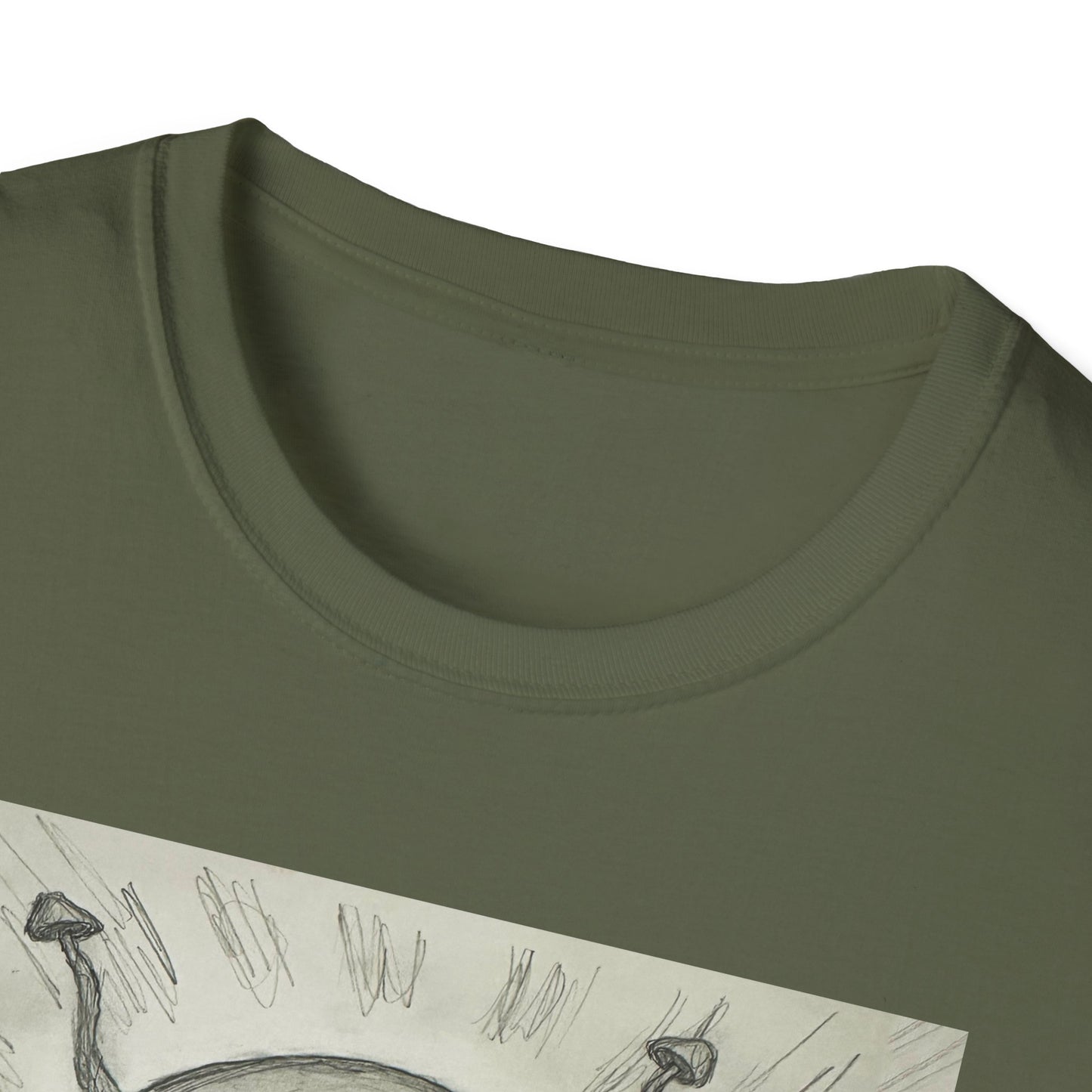 Alien Sketch B & W Unisex Softstyle T-Shirt, Casual Graphic Tee, Sci-Fi Lover Apparel, Unique Gift for UFO Enthusiasts, Everyday Wear