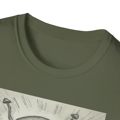 Alien Sketch B & W Unisex Softstyle T-Shirt, Casual Graphic Tee, Sci-Fi Lover Apparel, Unique Gift for UFO Enthusiasts, Everyday Wear