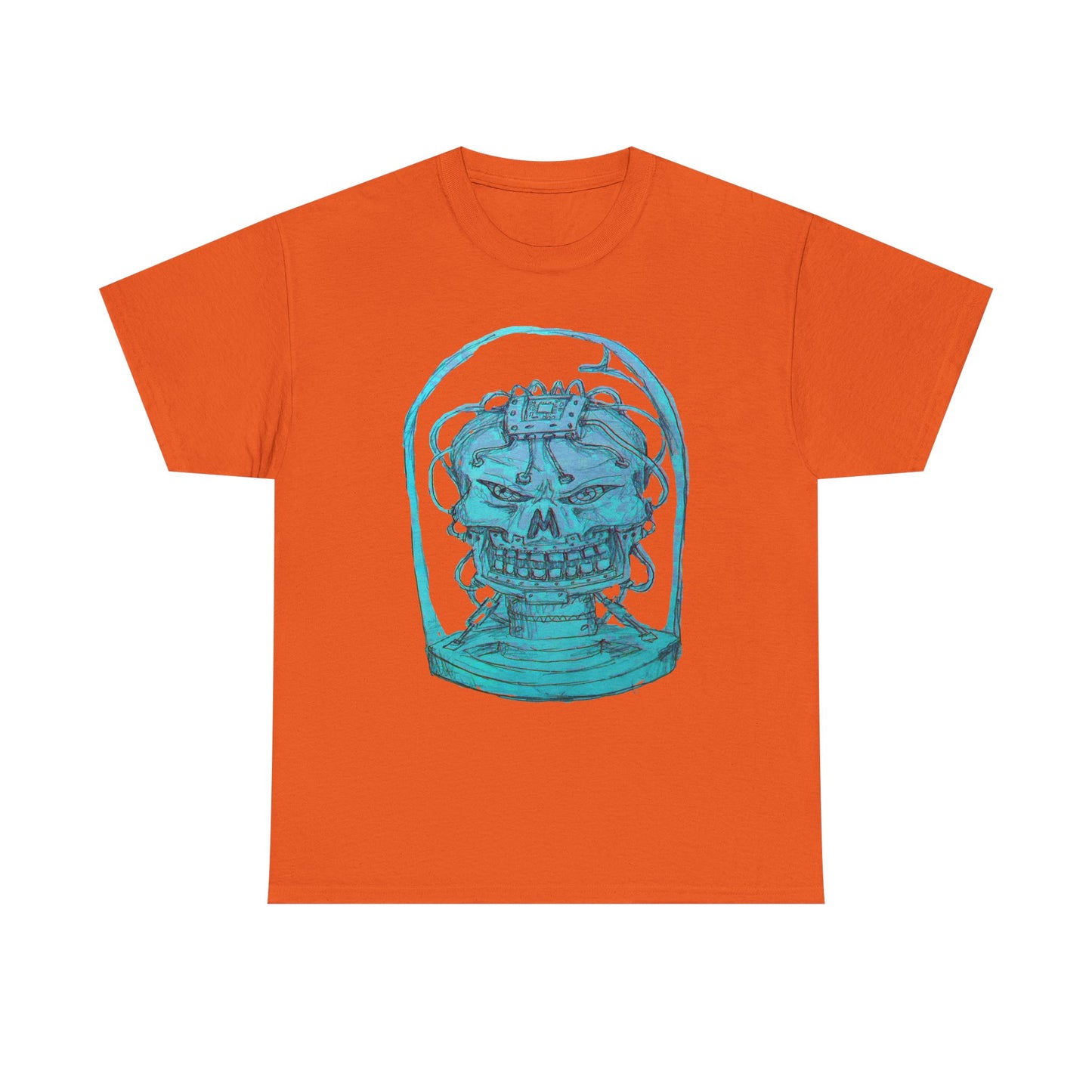 Vibrant Turquoise skull original design Unisex Heavy Cotton Tee