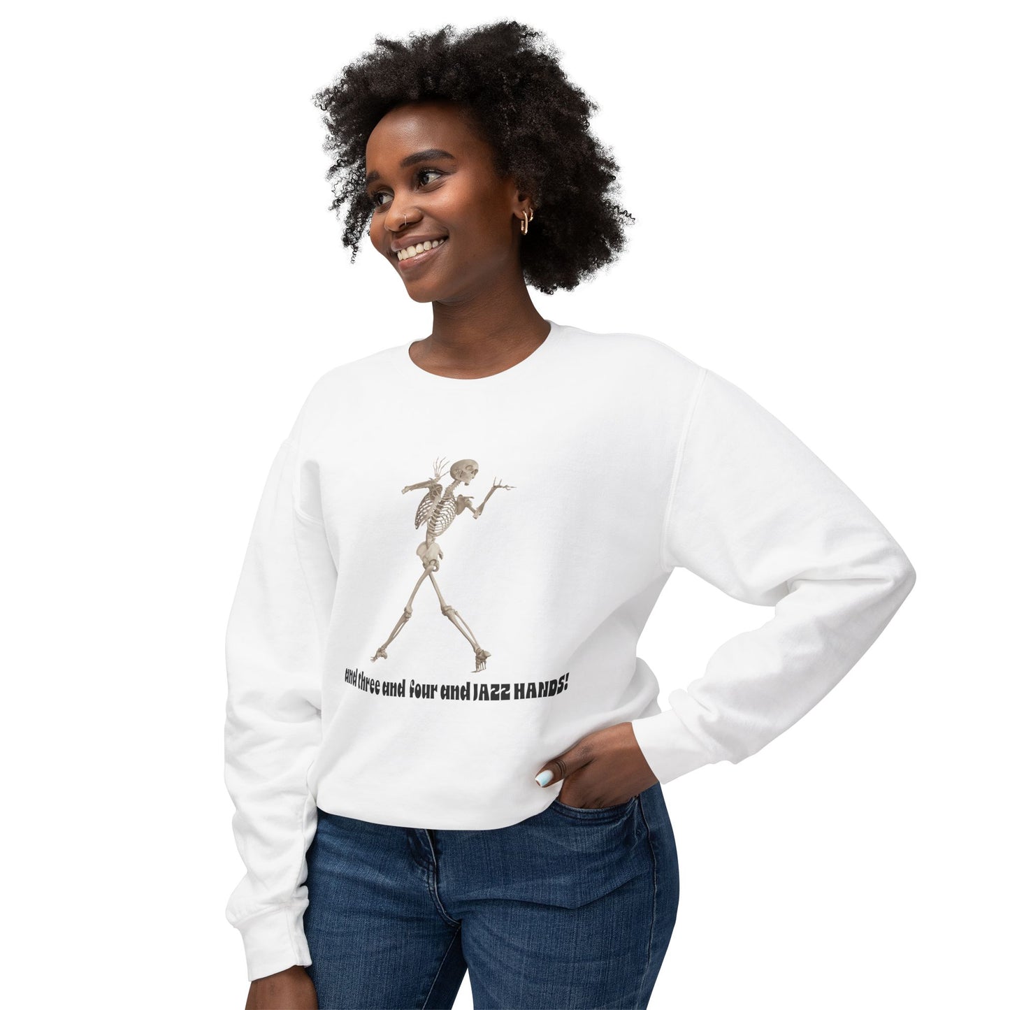 Skeleton Dance Unisex Lightweight Crewneck Sweatshirt, Halloween Sweater, Funny Gift, Casual Wear, Dance Lovers Sweatshirt, Unique Apparel