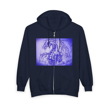 Dragon Hoodie - Mystical Fantasy Purple Shaded Dragon Full Zip Sweatshirt
