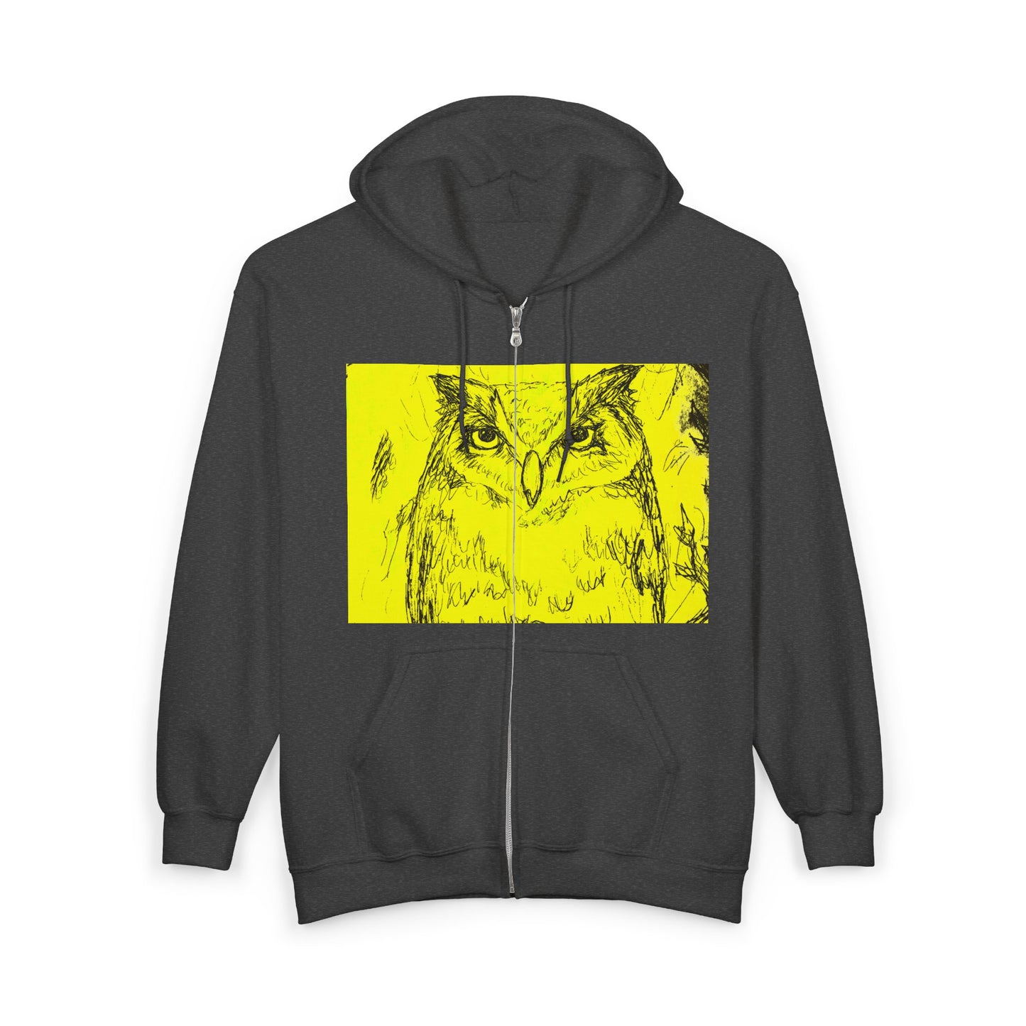 Owl Art Zip-Up Hoodie | Cozy Unisex Sweatshirt for Nature Lovers | Gift for Bird Watchers, Halloween Outfit, Cute Owl Design