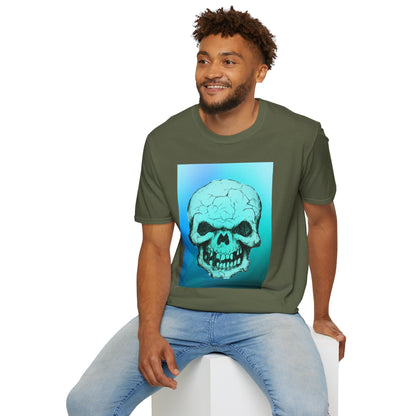 Skull Graphic  Bright Colored Unisex Softstyle T-Shirt, Edgy Tee, Casual Wear, Festival Apparel, Gift for Horror Fans, Halloween Clothing