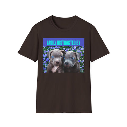 Easily Distracted by Puppies Cute Dog Lover T-Shirt, Easily Distracted by Dogs Tee, Perfect Gift for Pet Owners, Animal Lover Apparel, Casual Everyday Wear