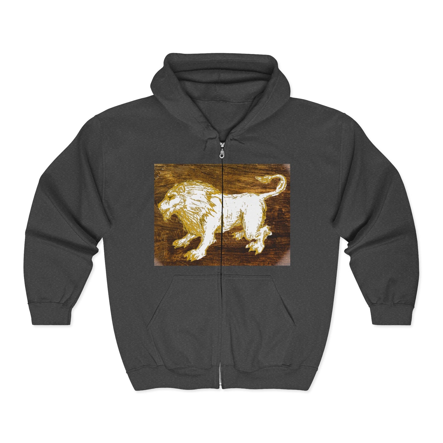 Majestic Lion Zip-Up Sweatshirt - Unisex Full Zip Hoodie, Animal Lover Gift, Warm Outerwear, Birthday, Wildlife Apparel, Adventure Gear