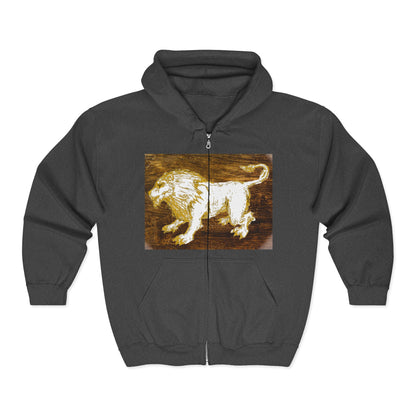 Majestic Lion Zip-Up Sweatshirt - Unisex Full Zip Hoodie, Animal Lover Gift, Warm Outerwear, Birthday, Wildlife Apparel, Adventure Gear