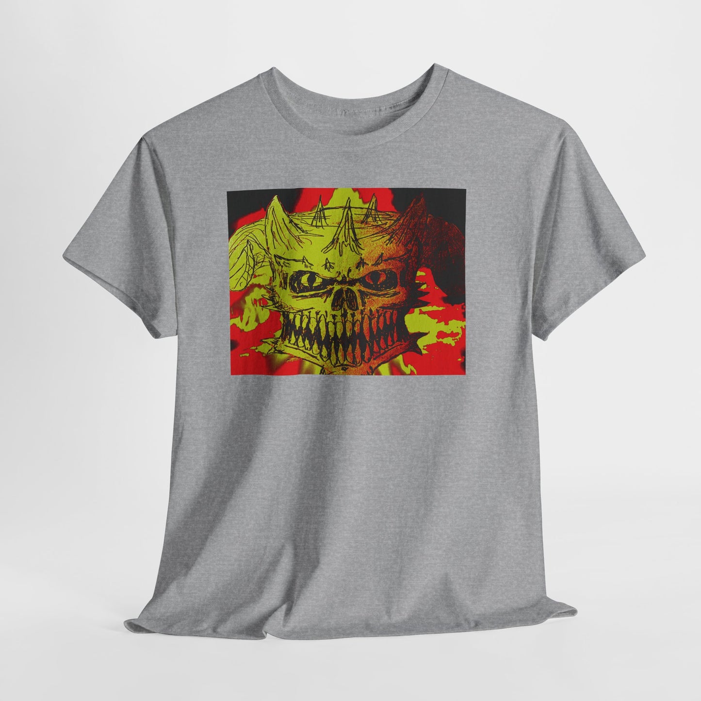 Skull Flame Graphic Tee — Neon Horror Skull T-Shirt